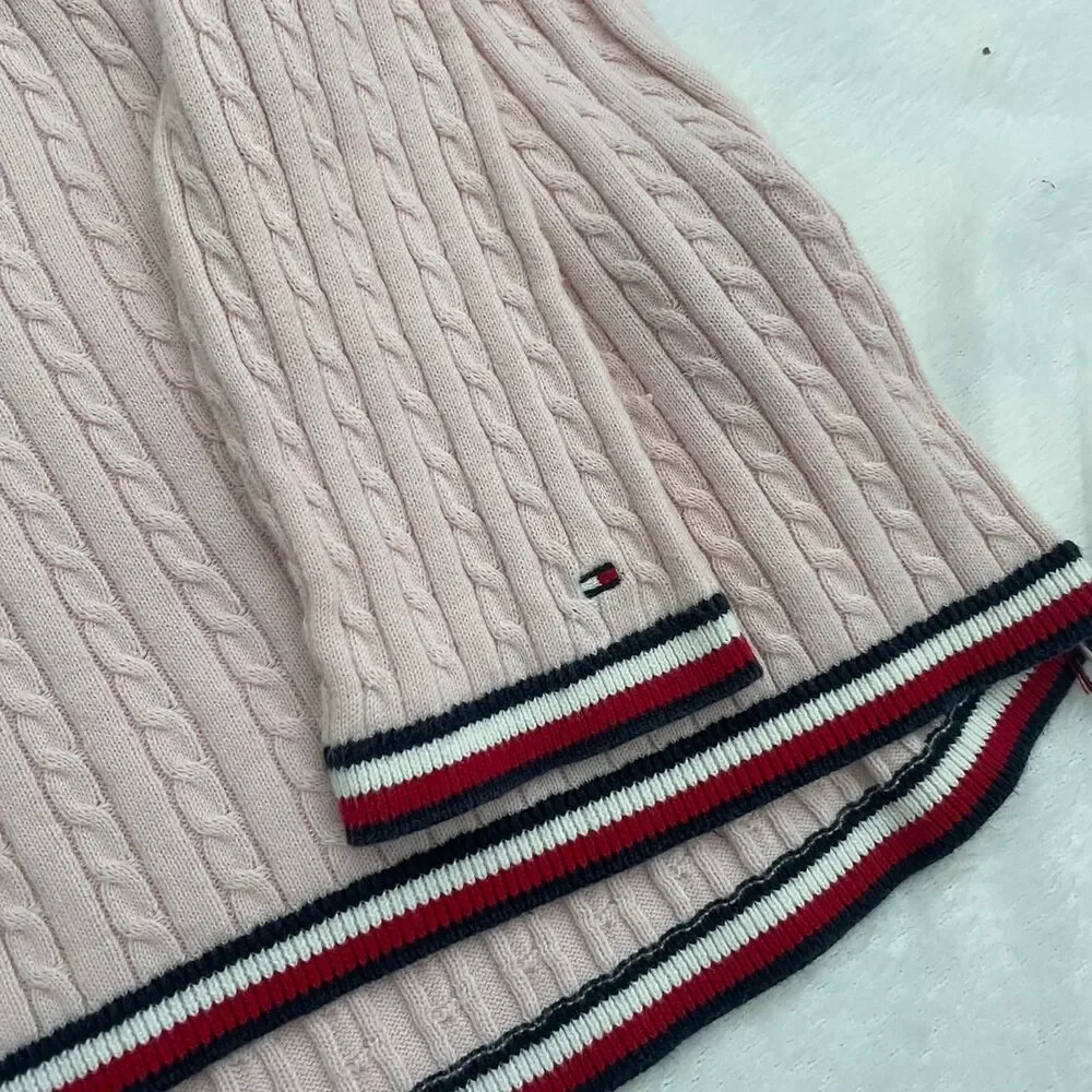 Tommy Hilfiger Cable Knit Sweater Women's XL Pink Feminine Romantic Fall Luxury - Picture 3 of 4